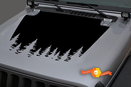 Forest Blackout Hauben-Vinylaufkleber 2 für Jeep Wrangler JL