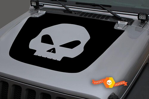 Motorhauben-Vinyl-Schädel-Blackout-Aufkleber für 18–19 Jeep Wrangler JL#2
