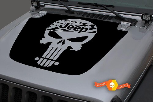 Jeep Hood Vinyl Punisher USA Flagge Blackout Aufkleber Aufkleber für 18-19 Jeep Wrangler JL
