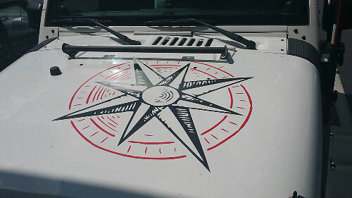 Kompassrose Vinyl-Haubenaufkleber für Jeep Wrangler