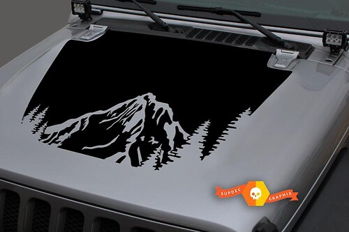 Motorhauben-Vinyl Forest Mountains Blackout-Aufkleber für 18–19 Jeep Wrangler JL#11
