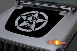 Jeep Hood Vinyl Military Star Skull Blackout Aufkleber Aufkleber für 18-19 Wrangler JL#4
