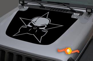 Motorhauben-Vinyl Military Star Skull Blackout Aufkleber für 18–19 Jeep Wrangler JL#13
