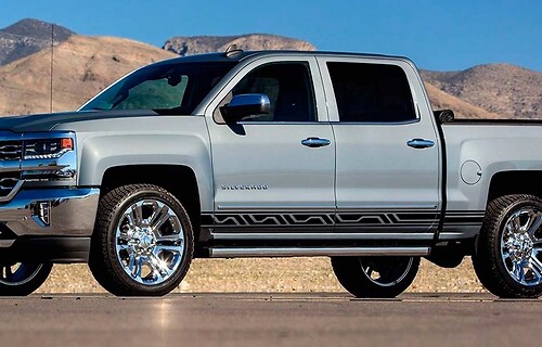 Chevrolet Silverado mk3 Seitenstreifen-Grafikaufkleber, Aufkleber für Türverkleidung, schwarzes Vinyl
