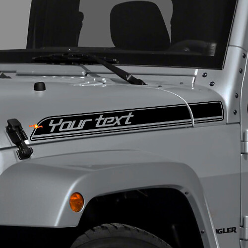 Benutzerdefinierte Textumriss Motorhauben-Seitenstreifen Vinyl-Aufkleber-Set für Jeep Wrangler