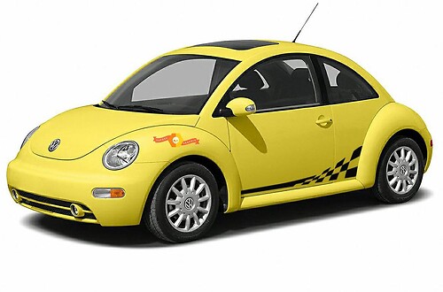 Volkswagen New Beetle 1998–2011 Zielflaggen-Seitengrafik-Aufkleber im Porsche-Stil
