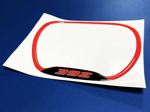 392 Red Domed Trim Ring — Vinylaufkleber (Lenkrad) für Dodge Challenger