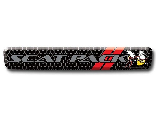 Lenkrad -Logo Scat Pack graue Bienen rote Streifen Emblem gewölbter Aufkleber Aufkleber Decal Challenger Ladegerät Scatpack
