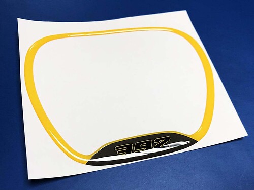 392 Yellow Domed Trim Ring — Vinylaufkleber (Lenkrad) für Dodge Challenger