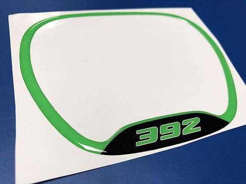 392 Lime Green Domed Trim Ring — Vinylaufkleber (Lenkrad) für Dodge Challenger