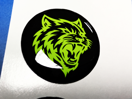 Hellcat Style Lime Green Custom Cat Domed Insert — Vinylaufkleber (Startknopf) für Dodge Challenger