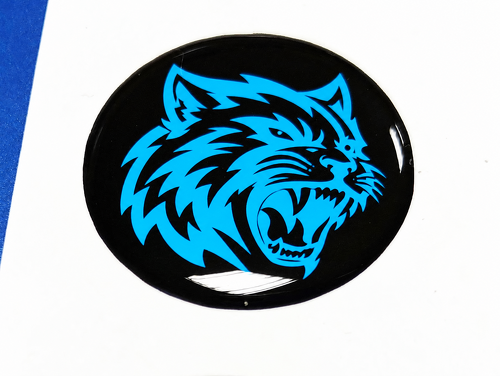 Hellcat Style Cyan Custom Cat Domed Insert — Vinylaufkleber (Startknopf) für Dodge Challenger