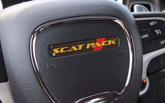 Lenkrad Scat Pack Gelb Rot Emblem gewölbter Aufkleber Challenger Charger Dodge Scatpack
