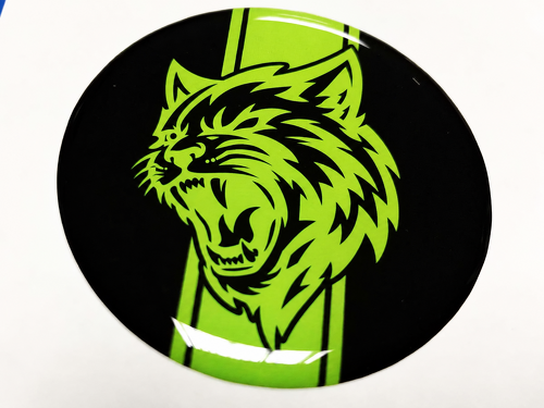 Hellcat Style Lime Green Racing Stripe Custom Cat Domed Insert — Vinylaufkleber (Tankklappe) für Dodge Challenger