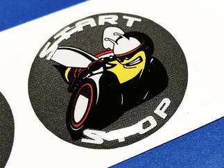 Motorstartknopf Start Stop Scat Pack-Logo Grauweißes Emblem gewölbte Aufkleber Challenger Charger Dodge Scatpack
