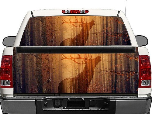 Reh-Silhouette Wald Heckscheiben- oder Heckklappen-Vinylaufkleber für Pick-up Truck SUV