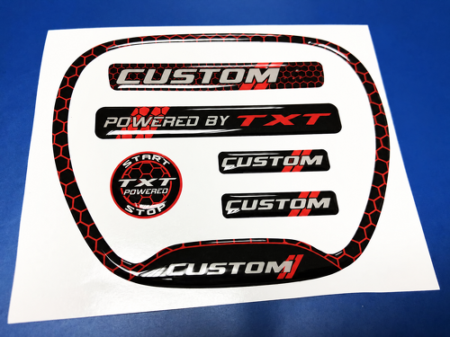 SRT Style Red Honeycomb Custom TXT Six Piece Domed Interior Kit — Vinylaufkleber (Lenkrad, Startknopf, Funkschlüssel) für Dodge Charger 2015-2026