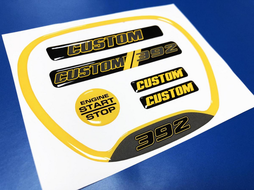 Custom Gelbe Schrift Innenraum Set Lenkrad Motorstartknopf Schlüsselanhänger Vinyl Aufkleber Sticker für Dodge Charger 2015-2026
