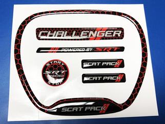 Satz Challenger SRT Scat Pack Honeycomb Red Lenkrad-Zierring-Emblem gewölbter Aufkleber Charger Dodge Scatpack
