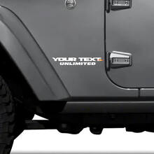 Benutzerdefinierter Text Unbegrenztes Seiten-Vinylaufkleber-Set für Jeep Wrangler_3