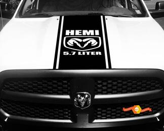 Dodge Ram 1500 2500 3500 Vinyl Racing Stripe Hemi 5,7 Liter Motorhaube Aufkleber #1
