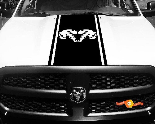 Dodge Ram 1500 Vinyl-Aufkleber HAUBE Ram Head Racing HEMI Stripe Stickers #35

