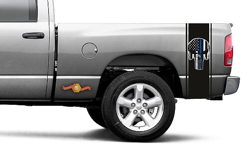 Punisher-Stil USA-Flaggen-Bettrahmen Vinylaufkleber-Set für Dodge Ram