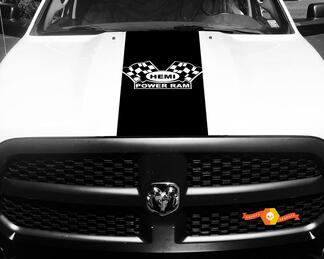 Dodge Ram Aufkleber Vinyl Checkered Flag Hemi Power Ram Hood Racing Stripe Aufkleber #60
