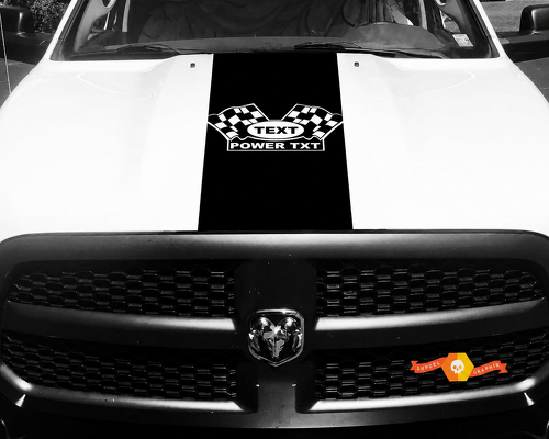 TEXT POWER TXT Checkered Flags Full Panel Motorhaube Vinylaufkleber für Dodge Ram 1500