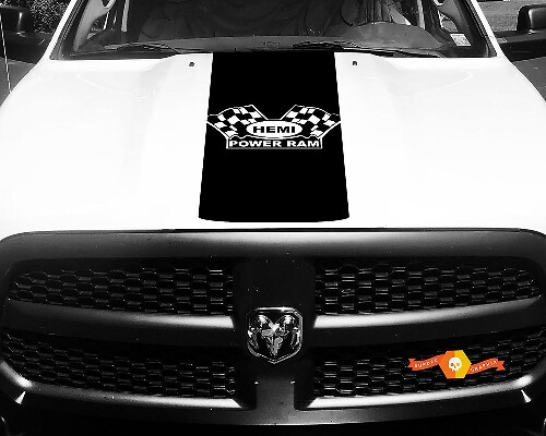 Dodge Ram Aufkleber Vinyl Checkered Flag Hemi Power Ram Hood Racing Stripe Aufkleber #61
