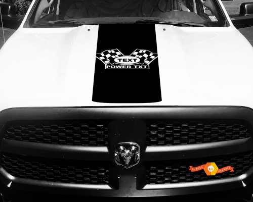TEXT POWER TXT Checkered Flags Rounded Panel Motorhaube Vinylaufkleber für Dodge Ram 1500