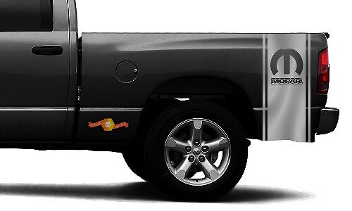 Mopar-Logo mit Farbverlauf Streifen Seitenbetten Vinyl-Aufkleber für Dodge Ram 1500
