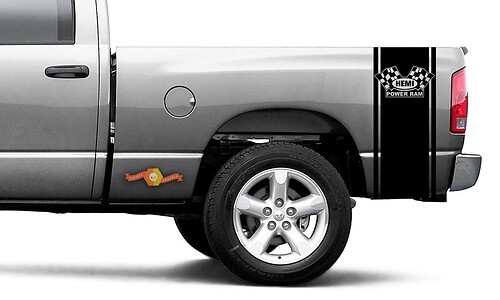 DODGE RAM 1500 VINYL-AUFKLEBER Bett Seitenstreifen Racing Hemi Power Ram Aufkleber #110
