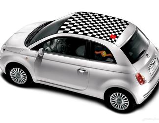Fiat 500 Vinyl Racing Checkered Flag Dachstreifen-Aufkleber
