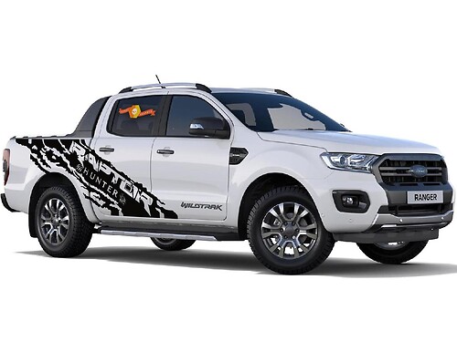 2x Hunter große Seiten -Vinyl -Abziehbilder für Ford Ranger Raptor
