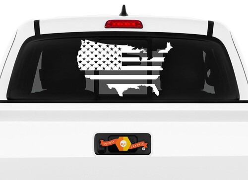 Umriss USA-Karte mit amerikanischer Flagge Heckscheiben-Vinylaufkleber für LKWs