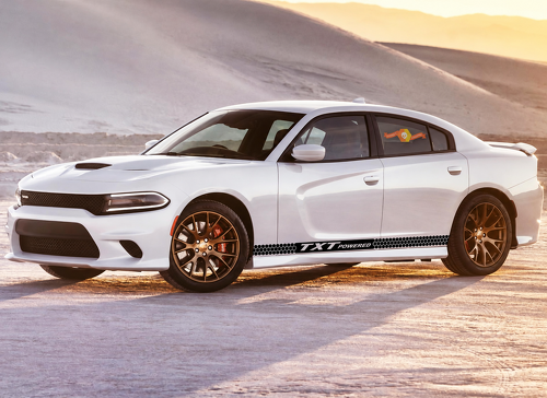 TXT POWERED Honeycomb Rocker Band Pair Seitenschweller Vinylaufkleber für Dodge Charger SRT