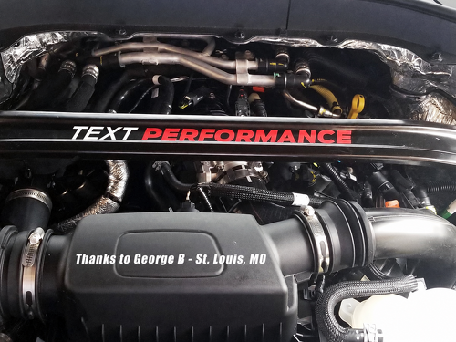 Custom Text Performance Motorraum Strebenverstärkung Vinyl-Aufkleber für Musclecar Explorer ST 2020