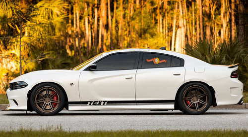 Individuelle Text 2X Schwelleraufkleber Decals Streifen Vinyl Grafiken für Dodge Charger 8343
