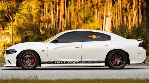 Scat Pack Style TEXT TEXT Honeycomb Center Band Pair — Vinylaufkleber (Seite, Schweller) für Dodge Charger 2011-2020