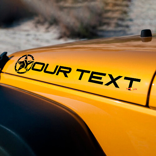Benutzerdefinierter Text Military Star Edition Motorhaubenaufkleber Vinyl-Aufkleber für Jeep Wrangler