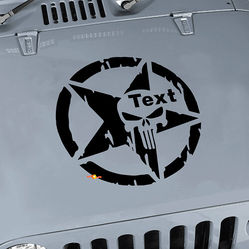 Punisher Militärstern Haubenaufkleber Vinyl-Decal für Jeep Wrangler