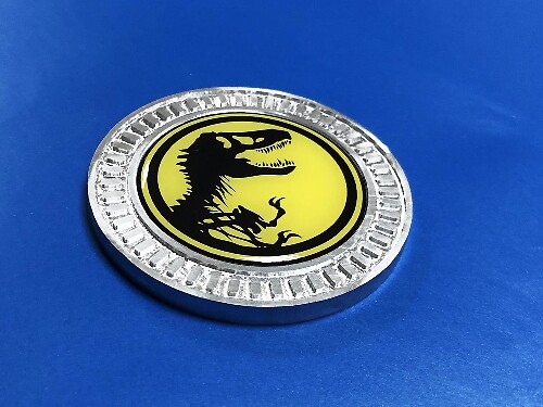 3D-Abzeichen Jurassic Park Metall Aluminium Bettseitenemblem für Jeep Wrangler JL JK YJ TJ
