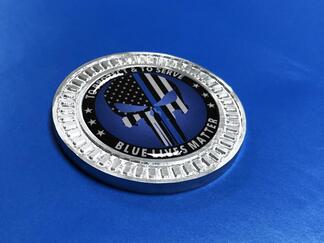 3D Badge Punisher Blue Line Metall Aluminium Bettseitenemblem für Jeep Wrangler JL JK YJ TJ
