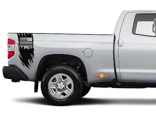 TRD USA-Flagge im Used-Look Vinyl-Aufkleber für die Seitenwand des Toyota Tacoma