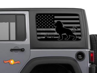 Jeep Wrangler Rubicon Hardtop USA Flag Lion Windschutzscheibenaufkleber JKU JLU 2007-2019 oder Tacoma 4Runner Tundra Subaru Charger Challenger - 1
