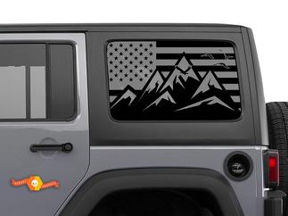 Jeep Wrangler Rubicon Hardtop USA Flag Mountains Windschutzscheibenaufkleber JKU JLU 2007-2019 oder Tacoma 4Runner Tundra Subaru Charger Challenger - 4
