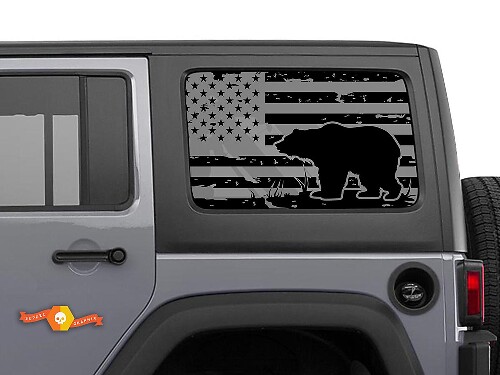 USA-Flaggen-Träger Heckseitenscheiben-Aufkleber Paar für Jeep Wrangler Hardtop