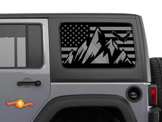 Jeep Wrangler Rubicon Hardtop USA Flag Mountains Eagle Windschutzscheiben-Aufkleber JKU JLU 2007-2019 oder Tacoma 4Runner Tundra Subaru Charger Challenger - 7
