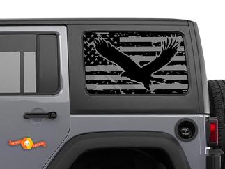 Jeep Wrangler Rubicon Hardtop USA Flag Eagle Windschutzscheibenaufkleber JKU JLU 2007-2019 oder Tacoma 4Runner Tundra Subaru Charger Challenger - 8
